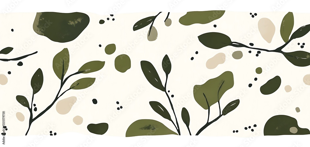 Aufkleber Elegant botanical pattern with abstract shapes and earth tones for backgrounds