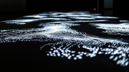 Abstract Digital Art with Flowing Light Patterns and Unique Visual Textures in Dark Environment