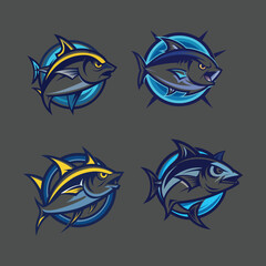 Eye-Catching Fishing And Premium Tuna Fish Logo Set – Bold & Dynamic Fishing Emblems
