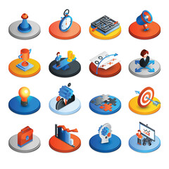business strategy isometric icons