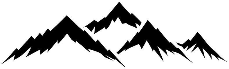 Mountain black silhouette vector, Simple silhouette Design vector icon with white background.