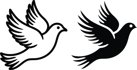 Obraz premium Dove silhouette icon representing peace and freedom.