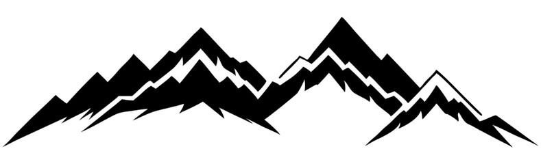 Mountain black silhouette vector, Simple silhouette Design vector icon with white background.