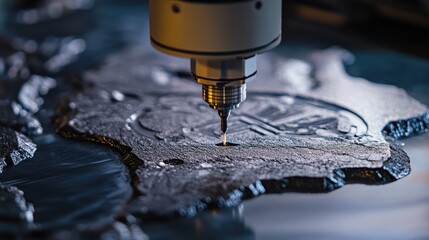 Precision Laser Cutting Machine Engraving Metal Surface in Industrial Workshop Environment