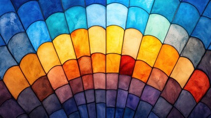 Colorful Stained Glass Window in Watercolor Style