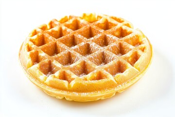 Delicious Crispy Waffle Isolated on a Clean White Background with Golden Brown Color and Appetizing Texture