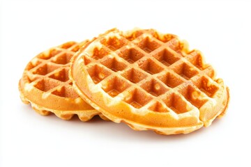 Delicious Waffle Food Close Up Flat Lay Isolated On White Background With Clean Lines And Minimalist Composition