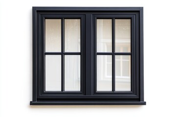Fototapeta premium Detailed Close Up View of a Black Window Frame Isolated on a White Background