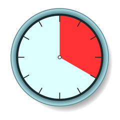 A blue round clock with a clocked time of 20 seconds. Vector illustration