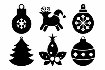 christmas toy icons set for baby silhouette vector illustration