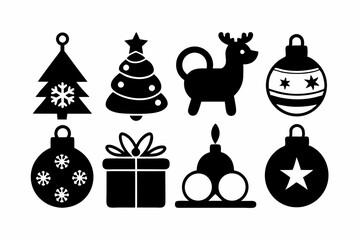 christmas toy icons set for baby silhouette vector illustration