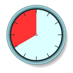 A blue round clock with an expiring time of 20 seconds. Vector illustration