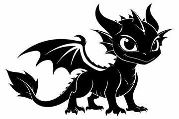 baby dragon line art silhouette vector illustration