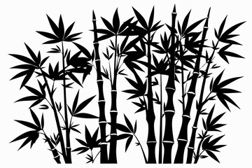Obraz premium bambus line art silhouette vector illustration