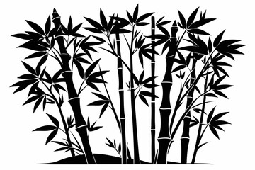 Obraz premium bambus line art silhouette vector illustration