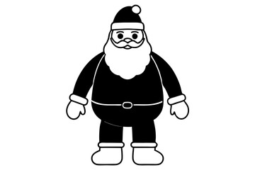 christmas santa full body line art silhouette vector illustration