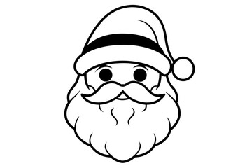 christmas santa head line art silhouette vector illustration