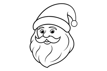 christmas santa head line art silhouette vector illustration