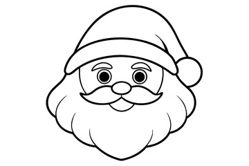 christmas santa head line art silhouette vector illustration