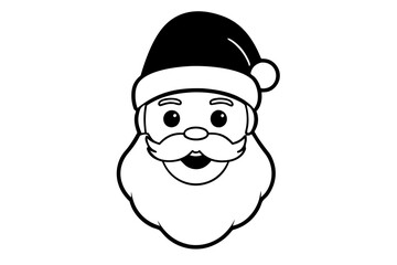 christmas santa head line art silhouette vector illustration
