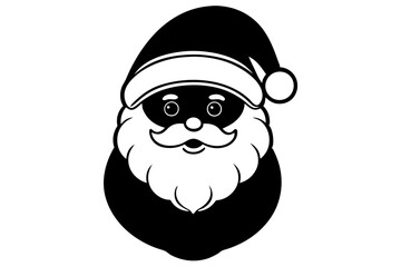 christmas santa head line art silhouette vector illustration
