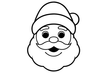 christmas santa head line art silhouette vector illustration