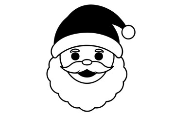 christmas santa head line art silhouette vector illustration