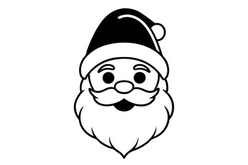 christmas santa head line art silhouette vector illustration