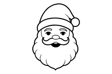 christmas santa head line art silhouette vector illustration