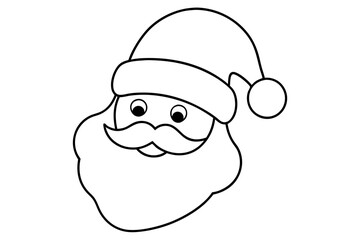 christmas santa head line art silhouette vector illustration