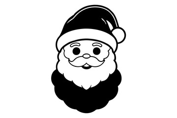christmas santa head line art silhouette vector illustration