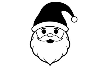 christmas santa head line art silhouette vector illustration