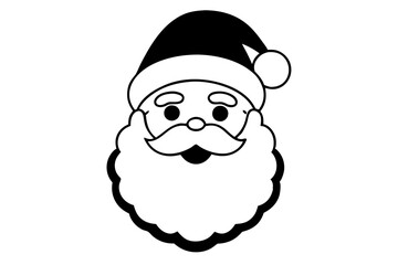 christmas santa head line art silhouette vector illustration