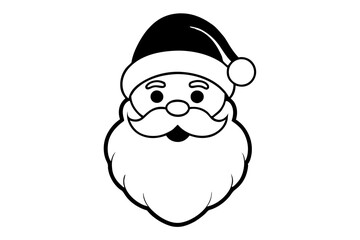 christmas santa head line art silhouette vector illustration
