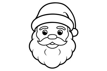 christmas santa head line art silhouette vector illustration