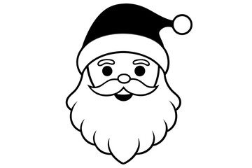 christmas santa head line art silhouette vector illustration