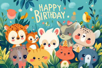 Fototapeta premium Fluffy, Furry, and Fantastic Birthday Wishes!