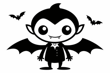 cute halloween vampire line art silhouette vector illustration