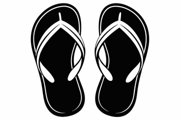 flip flops line art silhouette vector illustration