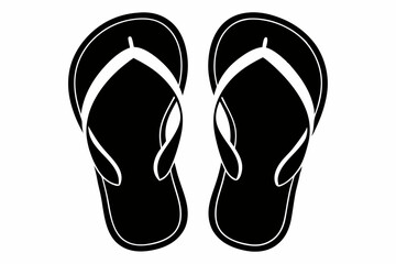 flip flops line art silhouette vector illustration