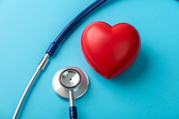 Healthcare Concept – Red Heart and Stethoscope Close-Up