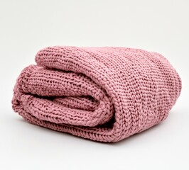 Rolled Pink Knitted Throw Blanket