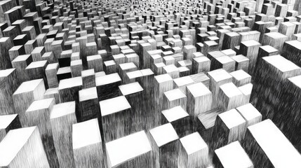 Obraz premium Endless Rombo Pattern in Black and White Created Through Soft Pencil Drawing Exhibiting Depth and Dimension With Geometric Shapes