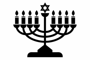 hanukkah menorah line art silhouette vector illustration
