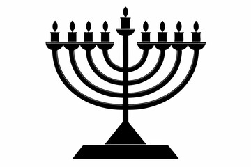 Fototapeta premium hanukkah menorah line art silhouette vector illustration