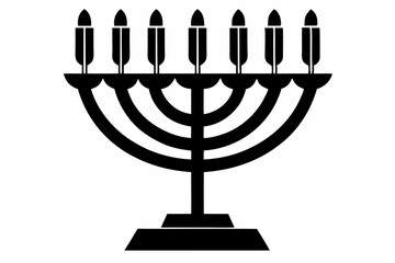 hanukkah menorah line art silhouette vector illustration