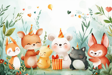 Fototapeta premium Happy Birthday from the Most Adorable Squad