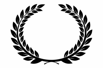 laurel wreath circle frame branch line art silhouette vector illustration