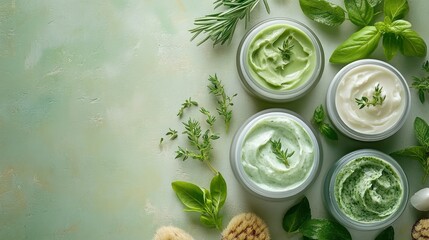 Obraz premium Natural skincare creams with herbs