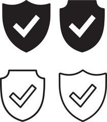 Set of black shields, guard, security, protection icons